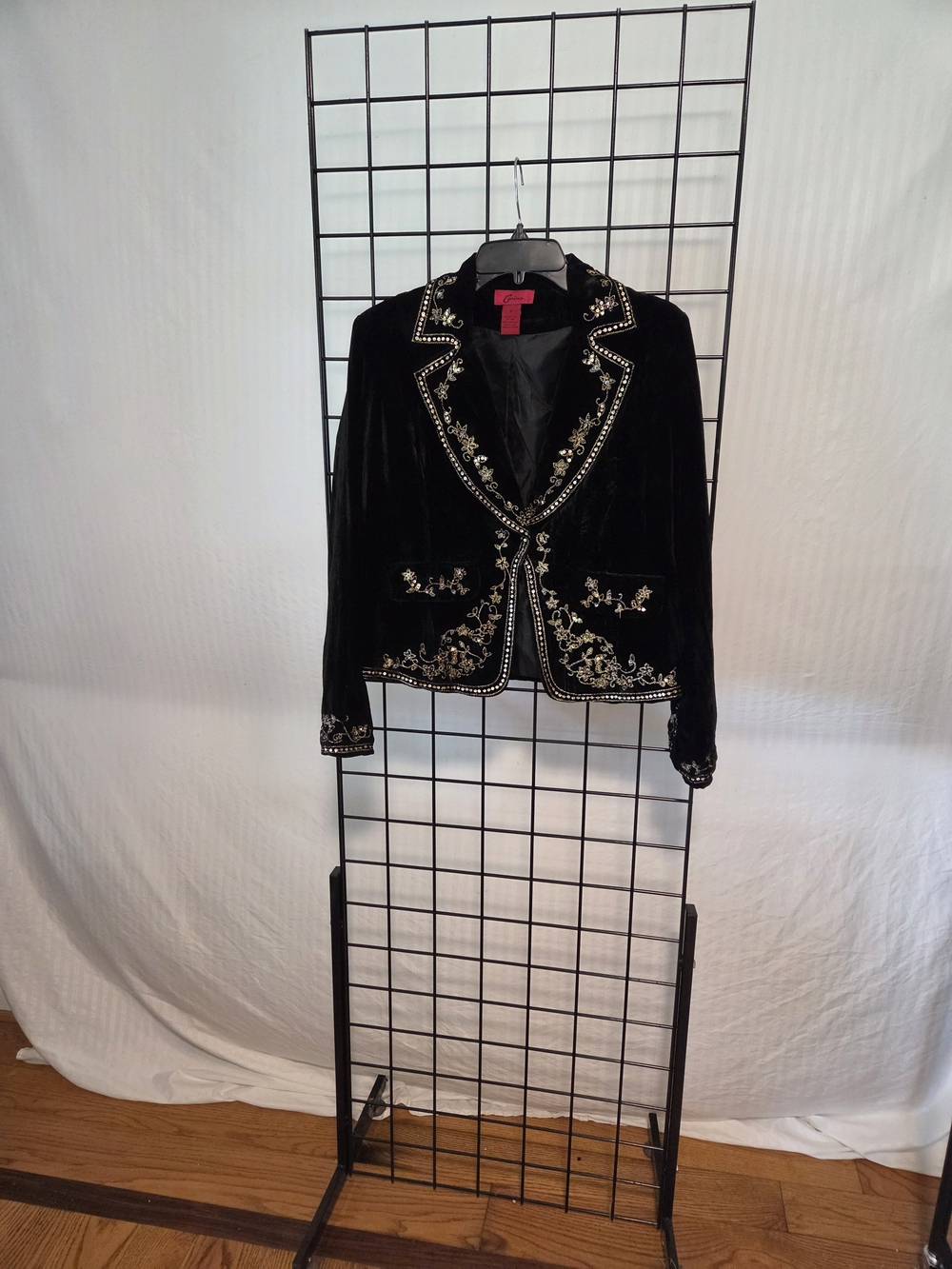 Black Velvet Embroidered Blazer Jacket